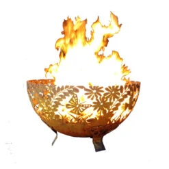24" Bronze Floral And Leaves Rustic Finish Outdoor Fire Bowl - Large