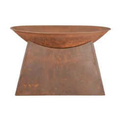 22" Brown Solid Rustic Finish Outdoor Patio Garden Fire Bowl With Stand