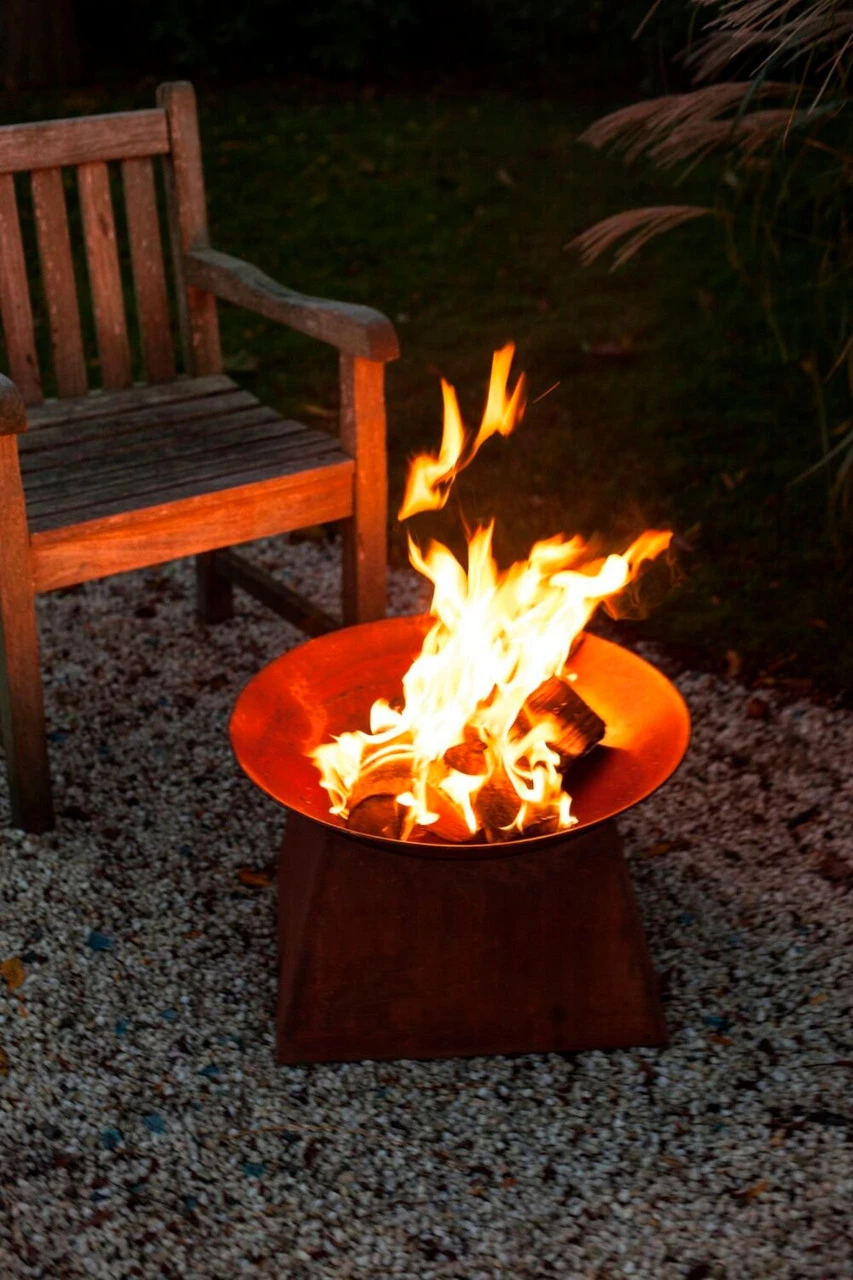 22" Brown Solid Rustic Finish Outdoor Patio Garden Fire Bowl With Stand 5 22" Brown Solid Rustic Finish Outdoor Patio Garden Fire Bowl With Stand - Image 5