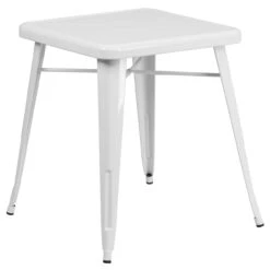 29'' White Solid Square Contemporary Outdoor Cafe Bar Table