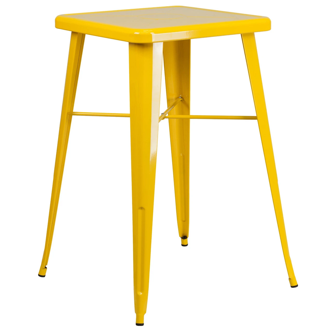 Set Of 3 Yellow Metal Square Bar Stools And Bar Height Table, 40" 2 Set Of 3 Yellow Metal Square Bar Stools And Bar Height Table, 40" - Image 2