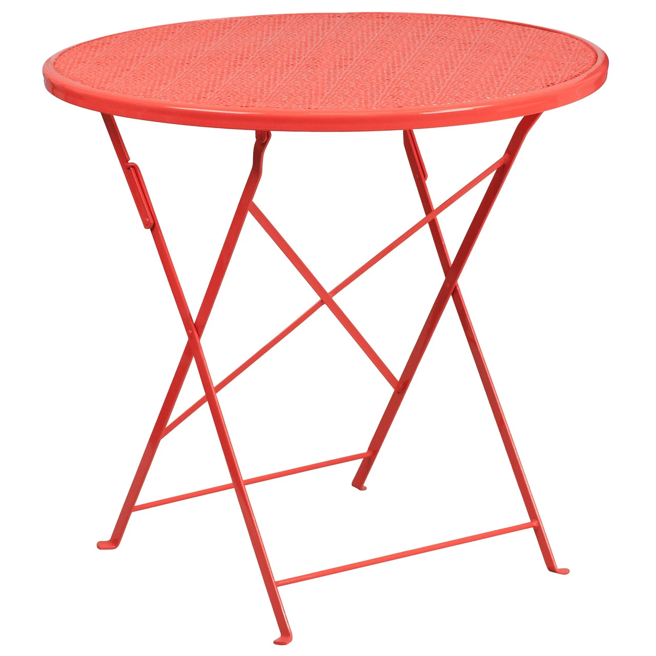 30'' Coral Red Round Contemporary Outdoor Patio Folding Table 1 30'' Coral Red Round Contemporary Outdoor Patio Folding Table