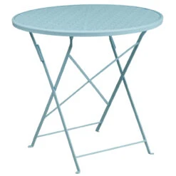30'' Sky Blue Round Contemporary Outdoor Patio Folding Table