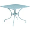 35.5" Sky Blue Contemporary Square Outdoor Patio Table With Umbrella Hole