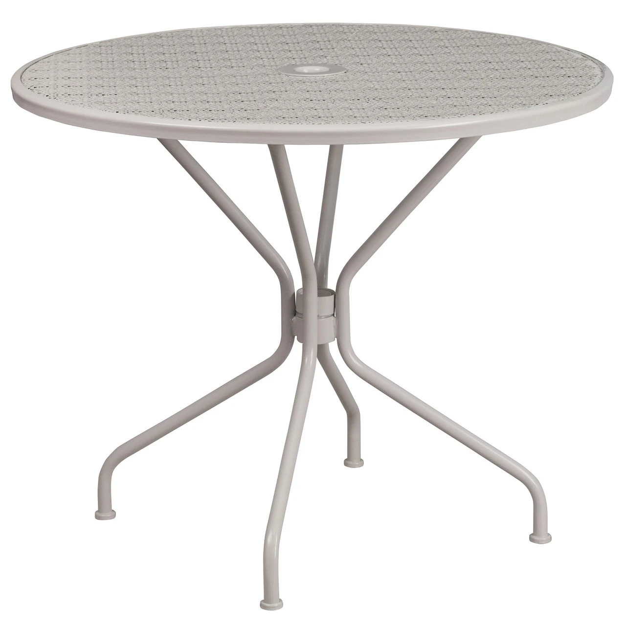 35.25" Gray Contemporary Round Outdoor Patio Table With Umbrella Hole 1 35.25" Gray Contemporary Round Outdoor Patio Table With Umbrella Hole