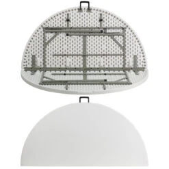 60.5" White And Black Round Bi-Fold Outdoor Patio Folding Table With Carrying Handle -PatioVibe Shop dflash dad 154z gg 4 91868.1667577538