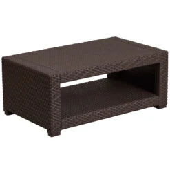 36.5" Chocolate Brown Rectangular Outdoor Patio Furniture Coffee Table
