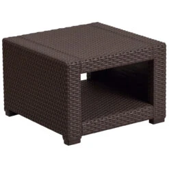 22" Chocolate Brown Outdoor Patio Furniture Square End Table