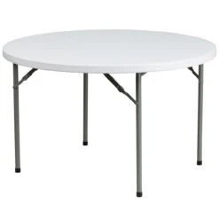48" White Round Contemporary Outdoor Furniture Patio Folding Table