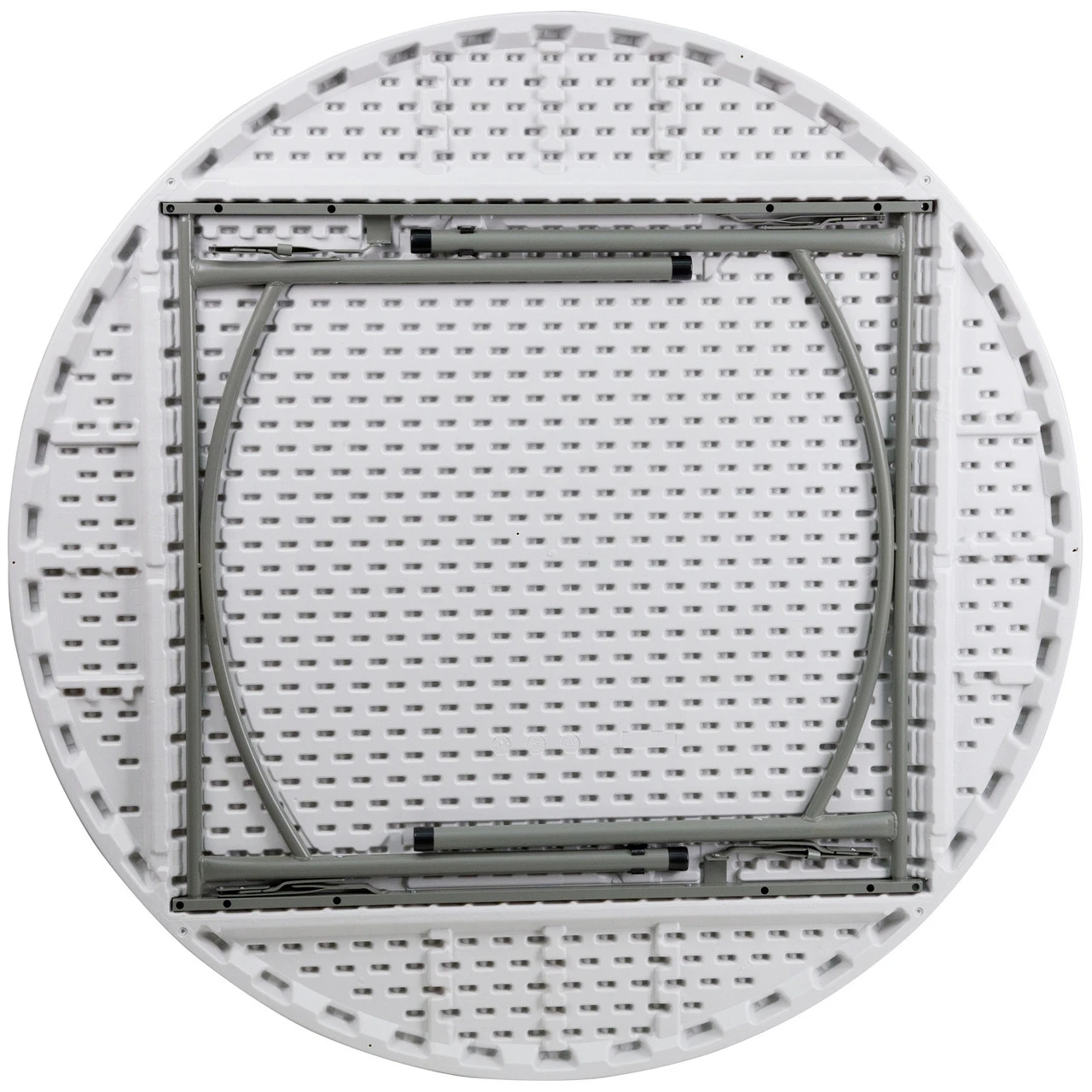 59.75" White Round Contemporary Outdoor Furniture Patio Folding Table 2 59.75" White Round Contemporary Outdoor Furniture Patio Folding Table - Image 2