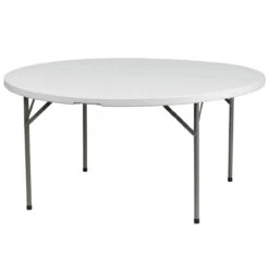 60" White Round Contemporary Outdoor Furniture Patio Folding Table