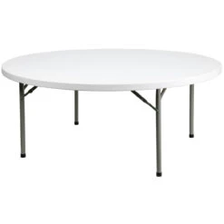 71" White Round Contemporary Outdoor Furniture Patio Folding Table