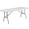 72" White Rectangular Outdoor Patio Folding Table