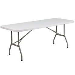 72" White Rectangular Outdoor Patio Folding Table