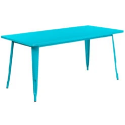 63'' Teal Blue Rectangular Crystal Outdoor Cafe Table