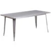 63'' Silver Rectangular Commercial Grade Outdoor Patio Table
