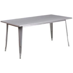63'' Silver Rectangular Commercial Grade Outdoor Patio Table