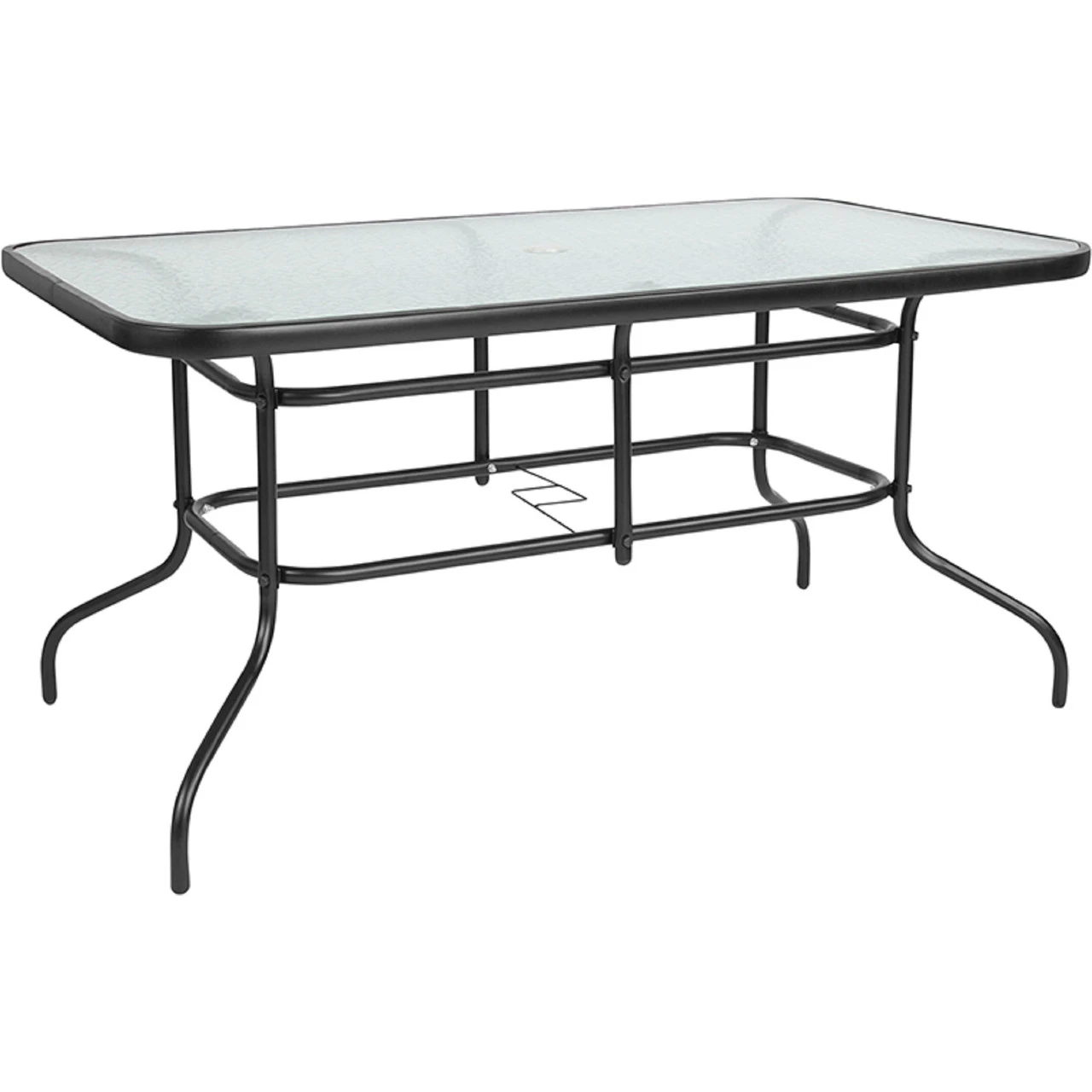 55" Black And Clear Rectangular Glass Outdoor Furniture Patio Table 1 55" Black And Clear Rectangular Glass Outdoor Furniture Patio Table