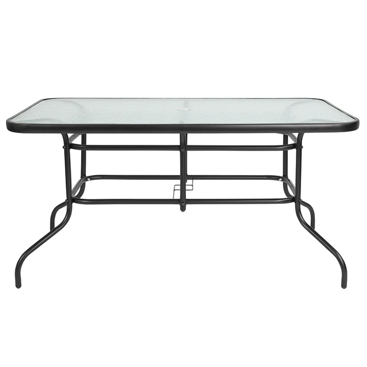 55" Black And Clear Rectangular Glass Outdoor Furniture Patio Table 2 55" Black And Clear Rectangular Glass Outdoor Furniture Patio Table - Image 2