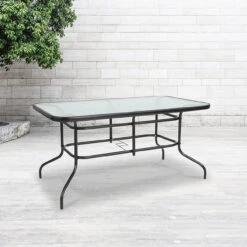 55" Black And Clear Rectangular Glass Outdoor Furniture Patio Table 5 55" Black And Clear Rectangular Glass Outdoor Furniture Patio Table -PatioVibe Shop dflash tlh 089 gg 3 00613.1667577363