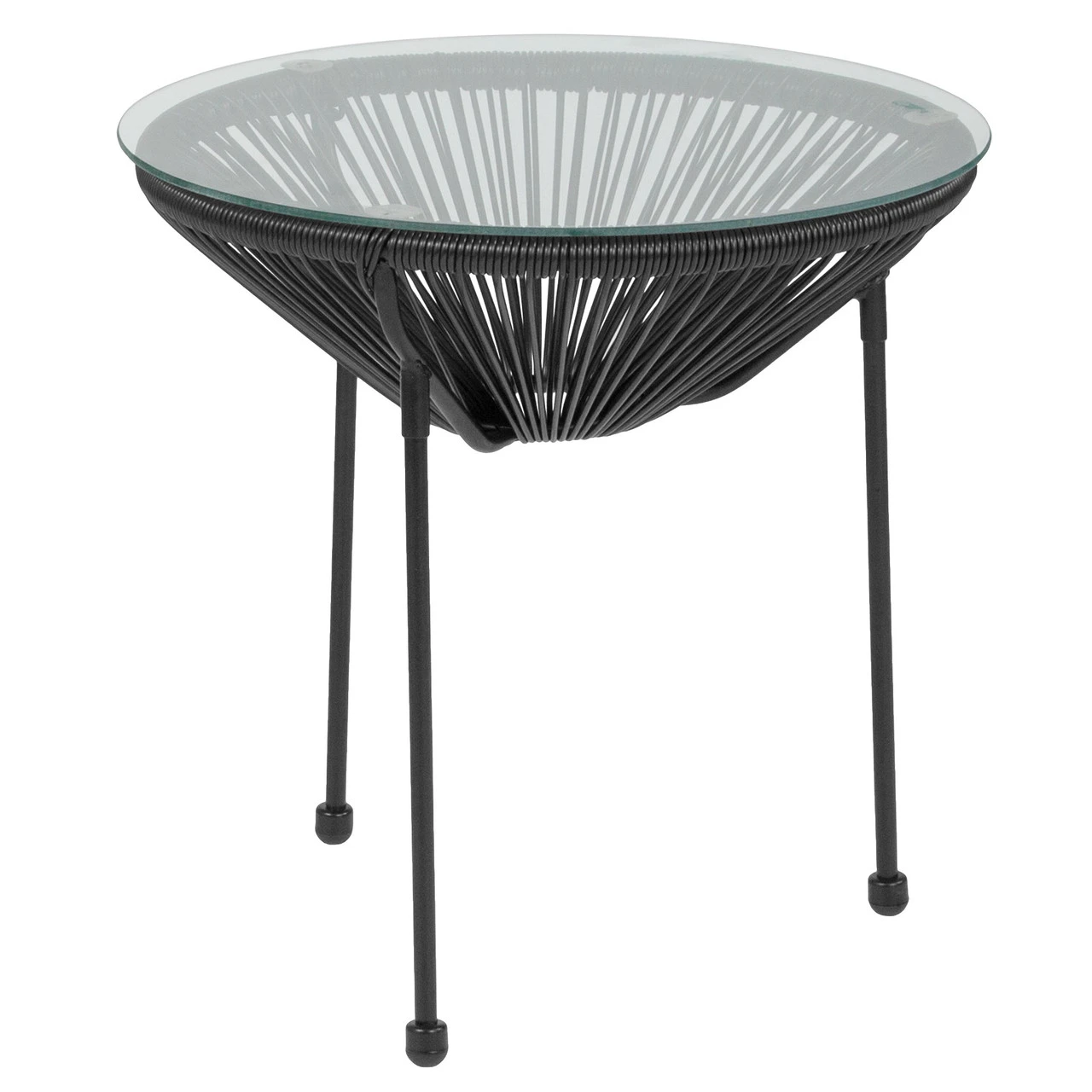 19.75" Black And Clear Oval Glass Outdoor Furniture Patio Bungee Table 1 19.75" Black And Clear Oval Glass Outdoor Furniture Patio Bungee Table