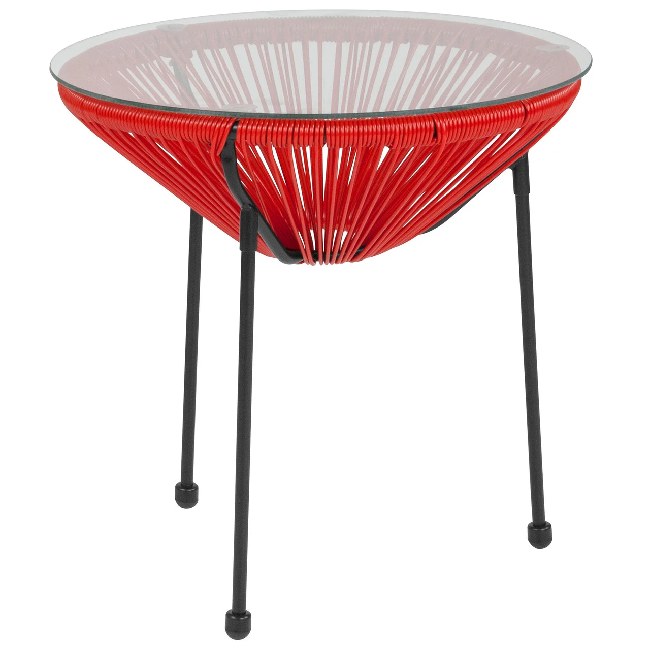 19.75" Red And Clear Oval Glass Outdoor Furniture Patio Bungee Table 1 19.75" Red And Clear Oval Glass Outdoor Furniture Patio Bungee Table