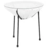 19.75" White And Clear Oval Glass Outdoor Furniture Patio Bungee Table