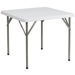 34.25" White Square Contemporary Outdoor Patio Folding Table