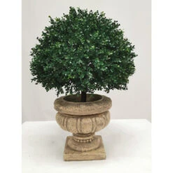 15" Artificial Boxwood Sphere Outdoor Topiary With Stake