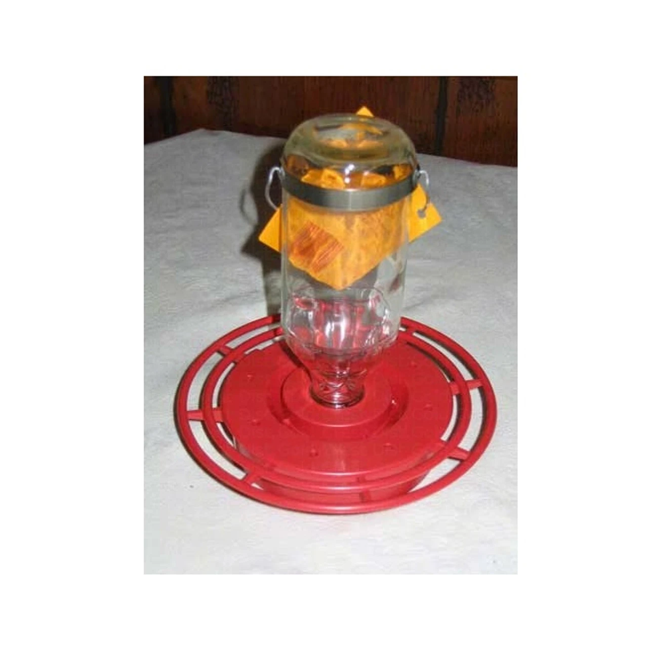 7.50" Clear And Red Hummingbird Water Bulk Glass Bottle Feeder 8 Oz. 2 7.50" Clear And Red Hummingbird Water Bulk Glass Bottle Feeder 8 Oz. - Image 2