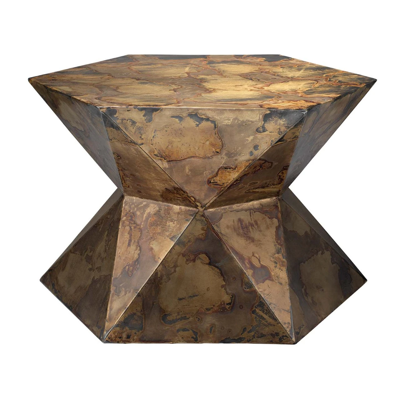 24" Black, Brown, And Beige Contemporary Metallic Large Crown Side Table 1 24" Black, Brown, And Beige Contemporary Metallic Large Crown Side Table