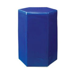 11.5" Solid Mediterranean Blue Contemporary Geometric Small Porto Side Table