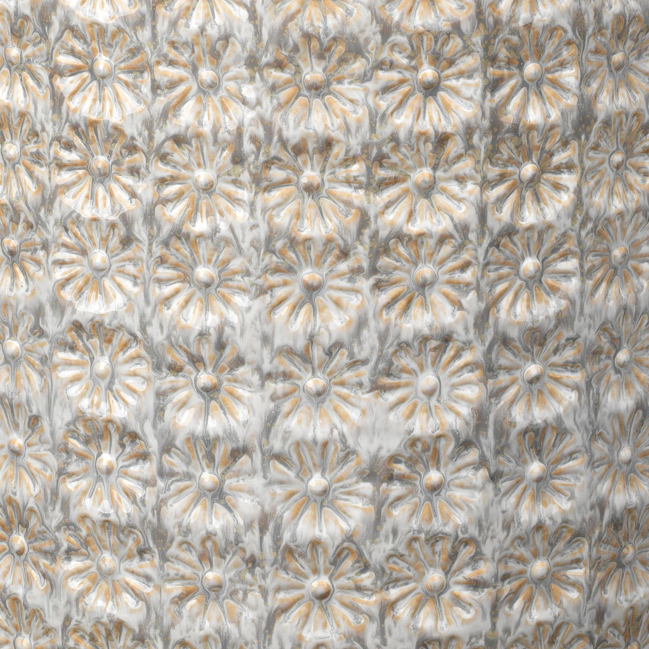 17.5" Brown And Gray Round Contemporary Wildflower Side Table 2 17.5" Brown And Gray Round Contemporary Wildflower Side Table - Image 2