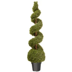 5' Potted Green Cedar Spiral And Ball Landscape Topiary Tree