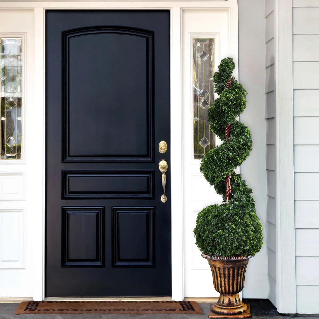 4.5' Spiral Cedar Artificial Tree - Unlit 2 4.5' Spiral Cedar Artificial Tree - Unlit - Image 2