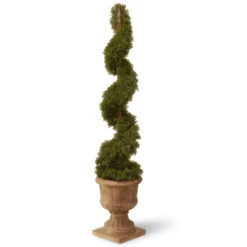 48 Artificial Two-Tone Green Cedar Spiral Tree With Urn Style Pot