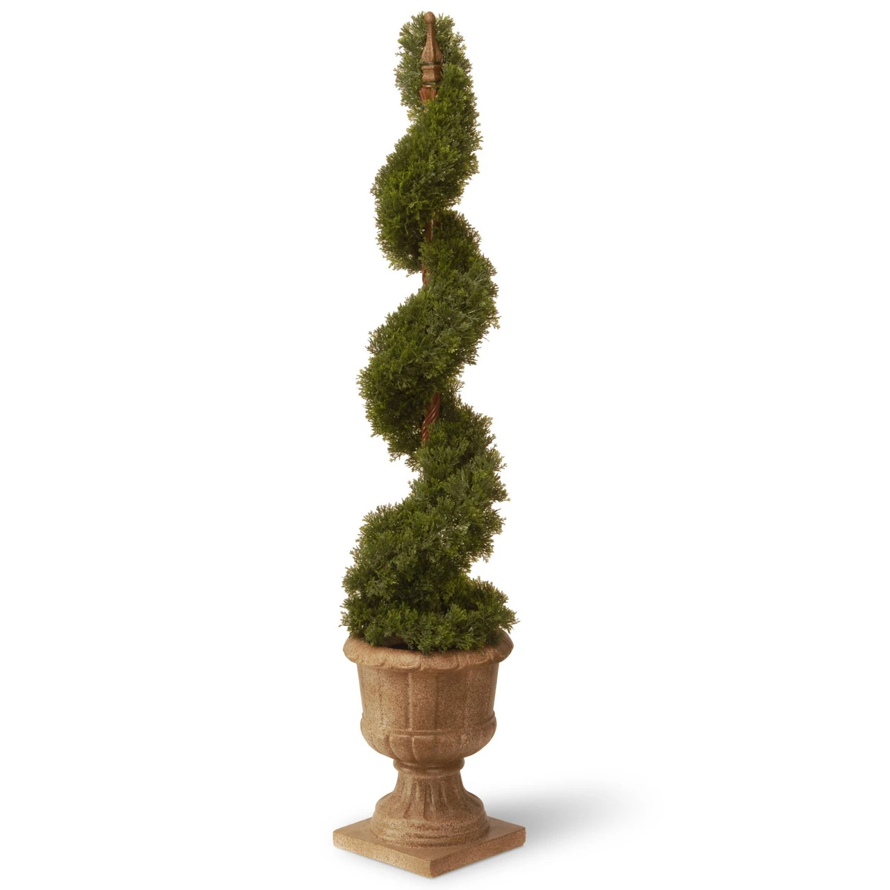 48 Artificial Two-Tone Green Cedar Spiral Tree With Urn Style Pot 1 48 Artificial Two-Tone Green Cedar Spiral Tree With Urn Style Pot