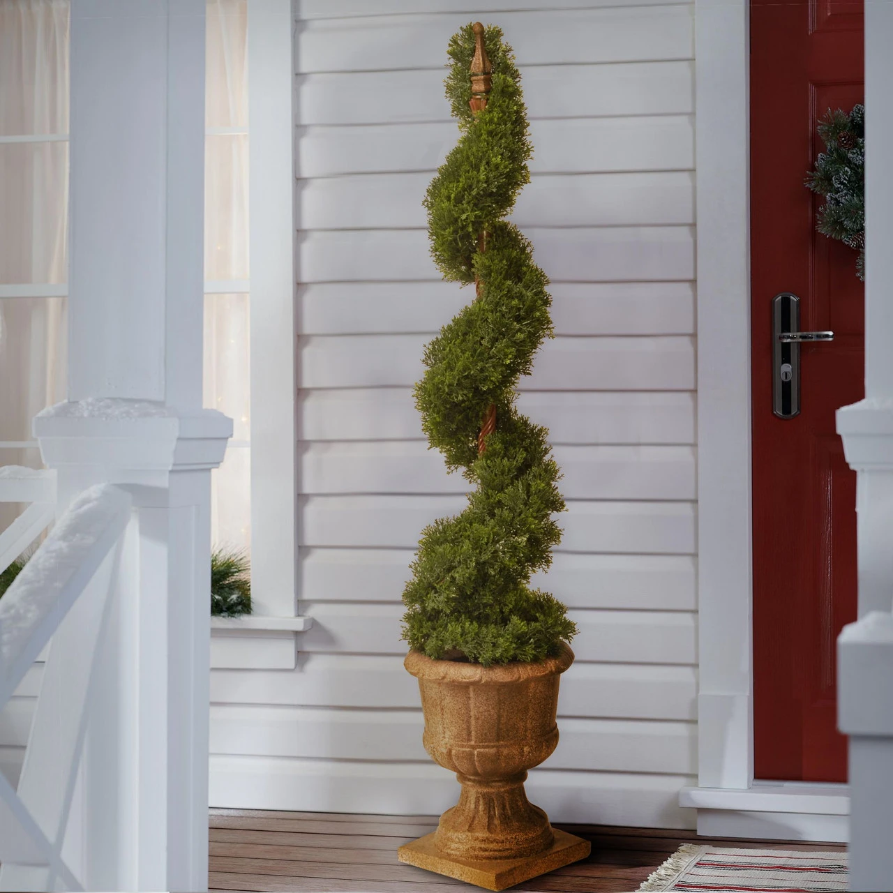 48 Artificial Two-Tone Green Cedar Spiral Tree With Urn Style Pot 2 48 Artificial Two-Tone Green Cedar Spiral Tree With Urn Style Pot - Image 2