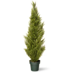 48" Green Potted Artificial Arborvitae Topiary Tree