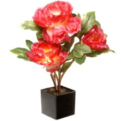 15" Potted Artificial Fuchsia Peony Flower