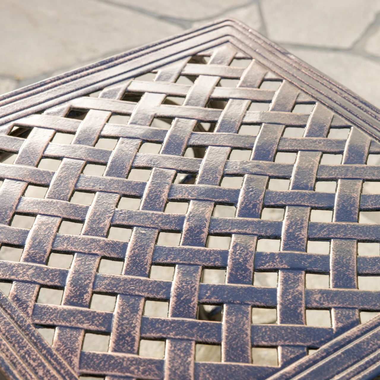 Set Of 2 Bronze And Black Contemporary Square Outdoor End Tables 18" 2 Set Of 2 Bronze And Black Contemporary Square Outdoor End Tables 18" - Image 2