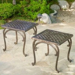 Set Of 2 Bronze And Black Contemporary Square Outdoor End Tables 18" 7 Set Of 2 Bronze And Black Contemporary Square Outdoor End Tables 18" -PatioVibe Shop dnhhf 238252 4 56872.1667678377