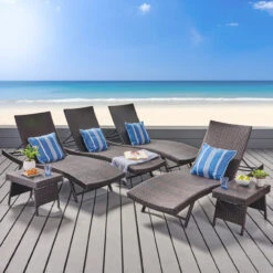 6-Piece Brown Wicker Outdoor Furniture Patio Chaise Lounges And Folding Tables Set 9 6-Piece Brown Wicker Outdoor Furniture Patio Chaise Lounges And Folding Tables Set -PatioVibe Shop dnhhf 295798 5 99601.1667487282