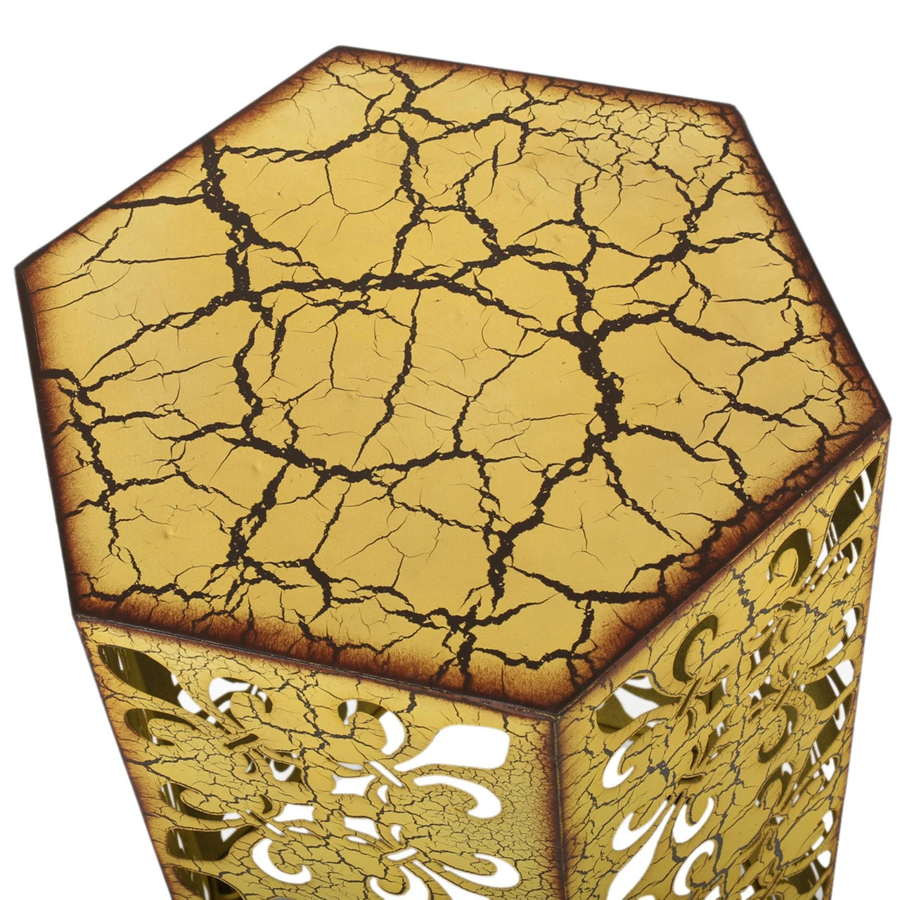 Set Of 2 Yellow And Brown Antique Outdoor Patio Accent Tables 2 Set Of 2 Yellow And Brown Antique Outdoor Patio Accent Tables - Image 2