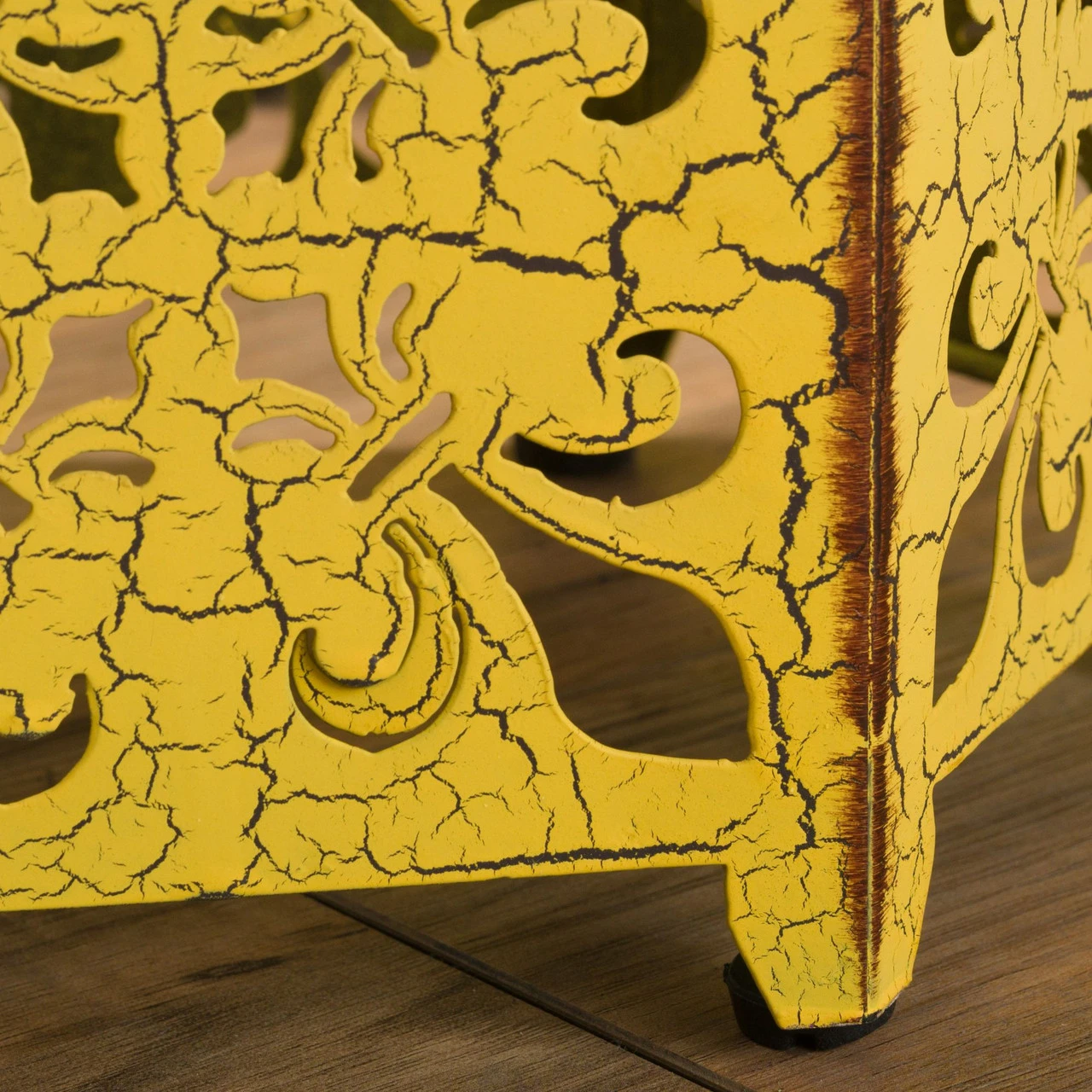 Set Of 2 Yellow And Brown Antique Outdoor Patio Accent Tables 5 Set Of 2 Yellow And Brown Antique Outdoor Patio Accent Tables - Image 5