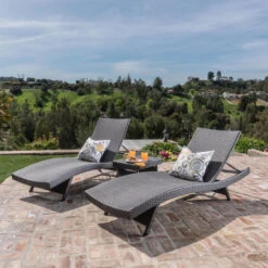 3-Piece Gray Wicker Outdoor Furniture Patio Adjustable Chaise Lounges And Tables Set -PatioVibe Shop dnhhf 296710 6 58360.1667487286