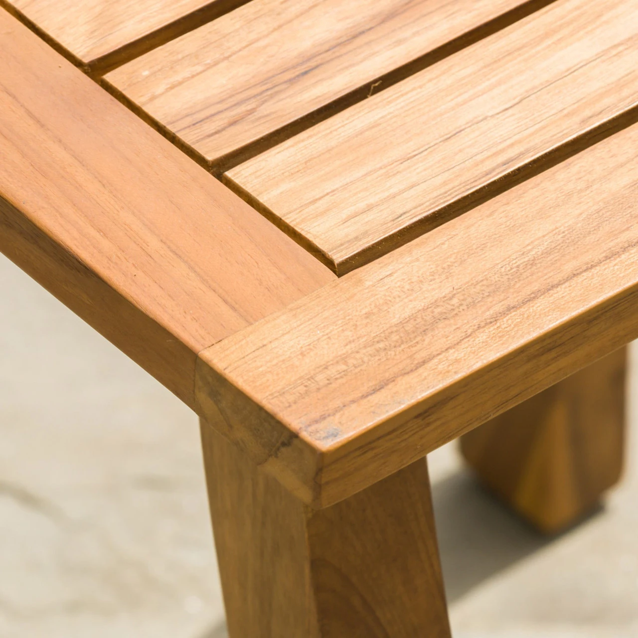 19.25" Brown Teak Finish Contemporary Outdoor Patio Accent Table 2 19.25" Brown Teak Finish Contemporary Outdoor Patio Accent Table - Image 2