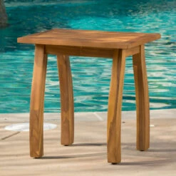 19.25" Brown Teak Finish Contemporary Outdoor Patio Accent Table 6 19.25" Brown Teak Finish Contemporary Outdoor Patio Accent Table -PatioVibe Shop dnhhf 297255 3 18932.1667487318