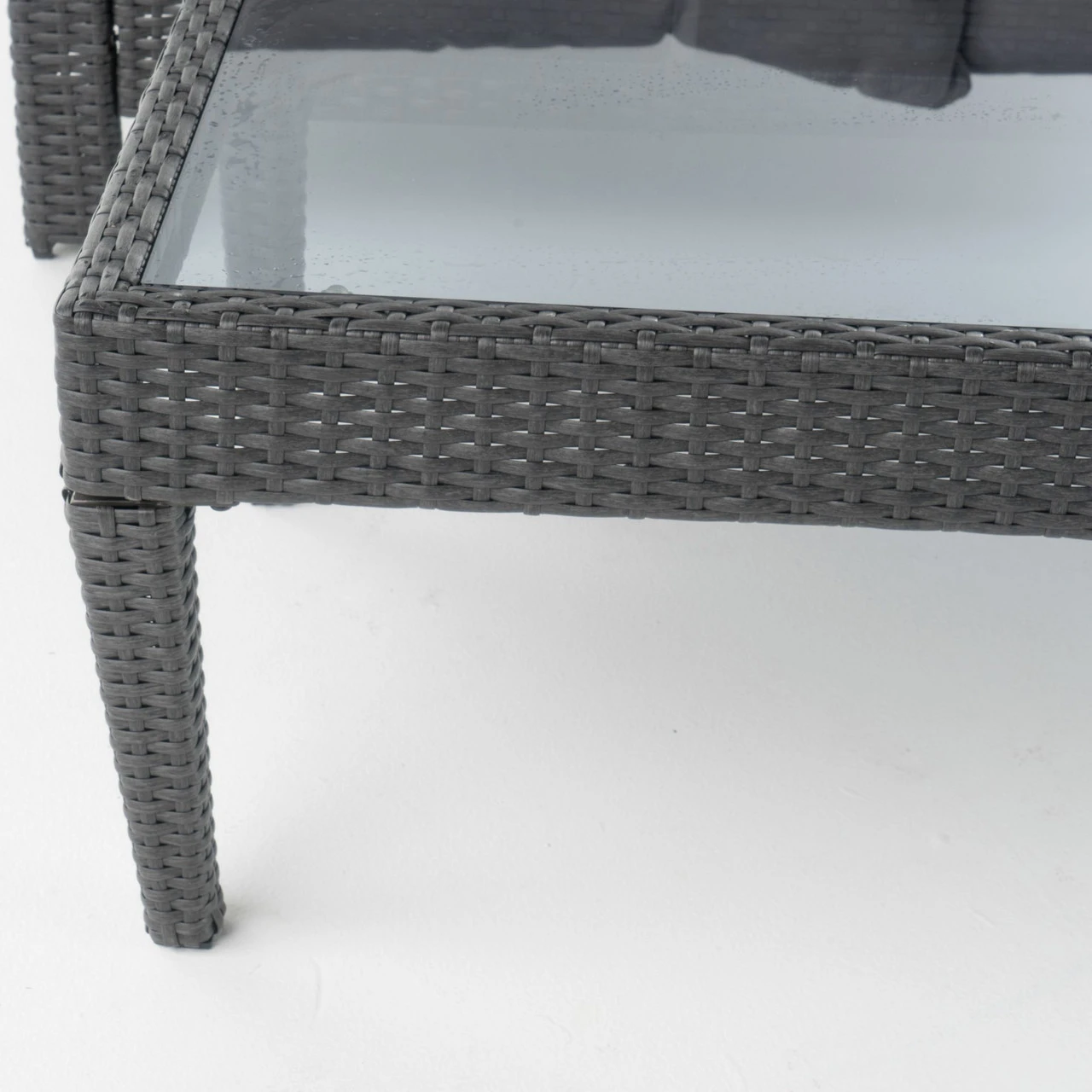 2-Piece Gray Finish Wicker Outdoor Furniture Patio Chat Set - Silver Cushion 2 2-Piece Gray Finish Wicker Outdoor Furniture Patio Chat Set - Silver Cushion - Image 2