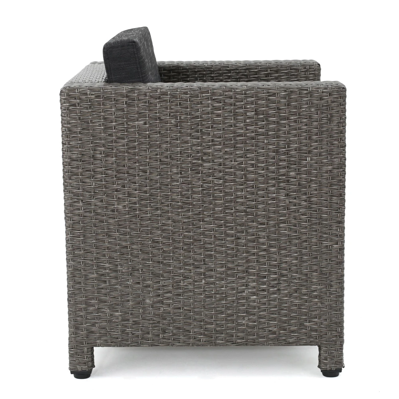 5-Piece Black Finish Wicker Outdoor Furniture Patio Chat Set - Gray Cushion 3 5-Piece Black Finish Wicker Outdoor Furniture Patio Chat Set - Gray Cushion - Image 3